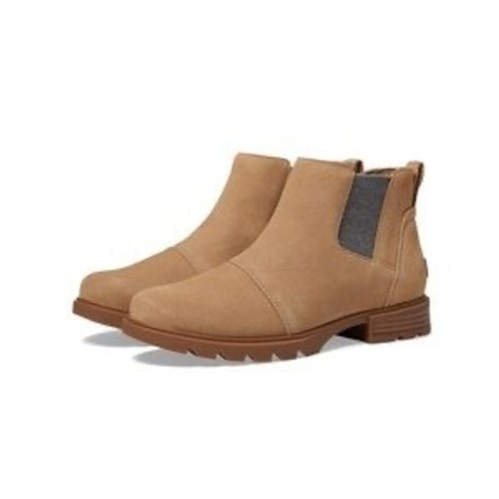 Sorel Emelie II Chelsea Boots Tan Suede Waterproof Ankle NL5012-242 Womens 7.5